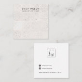 白色モロッコタイルテクスチャスタッドイヤリングディスプレイ スクエア名刺 (正面/裏面)