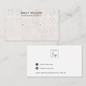 白色モロッコタイルテクスチャスタッドイヤリングディスプレイ 名刺 (正面/裏面)