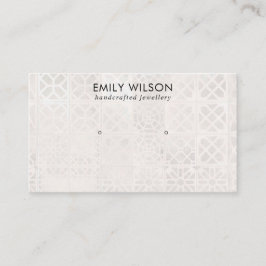 白色モロッコタイルテクスチャスタッドイヤリングディスプレイ 名刺
