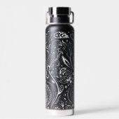 白色ヴィンテージフローラペイズリー模様水瓶 ウォーターボトル (背面)