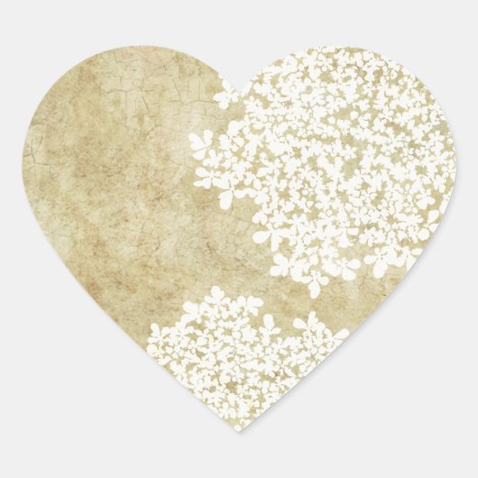 白色ヴィンテージフローラ封筒用シール ハートシール (正面)