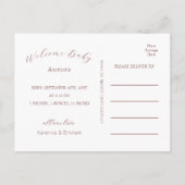 白色ヴィンテージフローラ秋フォト誕生 案内ポストカード (裏面)