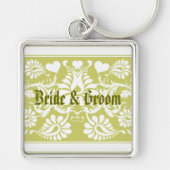 白色ヴィンテージフローラ結婚式の引き出物 キーホルダー (正面)
