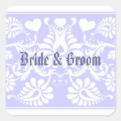 白色ヴィンテージフローラ結婚式の引き出物 スクエアシール (正面)