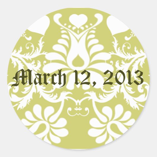 白色ヴィンテージフローラ結婚式の引き出物 ラウンドシール (正面)