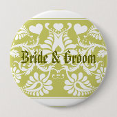 白色ヴィンテージフローラ結婚式の引き出物 缶バッジ (正面)