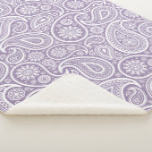 白色ヴィンテージペイズリーパターンミュート紫 シェルパブランケット (3/4)