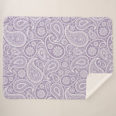 白色ヴィンテージペイズリーパターンミュート紫 シェルパブランケット (正面(横))