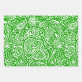 白色ヴィンテージペイズリーパターン2 ラッピングペーパーシート (正面3)