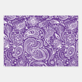 白色ヴィンテージペイズリーパターン2 ラッピングペーパーシート (正面2)