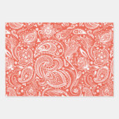 白色ヴィンテージペイズリーパターン2 ラッピングペーパーシート (正面)