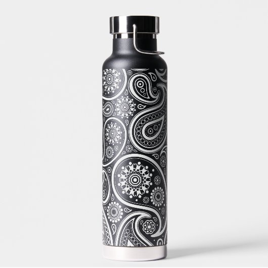 白色ヴィンテージペイズリーパターン ウォーターボトル (左面)