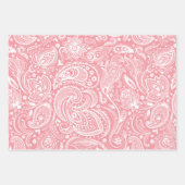 白色ヴィンテージペイズリーパターン ラッピングペーパーシート (正面)
