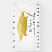 白色卒業金ゴールドキャップはっきりしたモダンシンプルタイプ 横断幕 (縦)