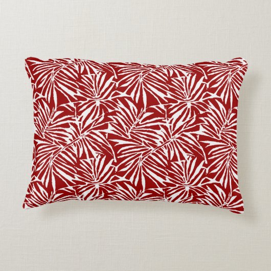 白色及び赤色熱帯性葉反復パターン アクセントクッション (裏面)