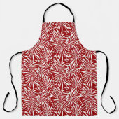 白色及び赤色熱帯性葉反復パターン エプロン (正面)