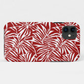 白色及び赤色熱帯性葉反復パターン Case-Mate iPhoneケース (裏面(横))