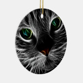 白色子猫顔抽象芸術 |フラクタル子猫 セラミックオーナメント (右)