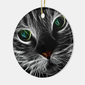白色子猫顔抽象芸術 |フラクタル子猫 セラミックオーナメント (左)