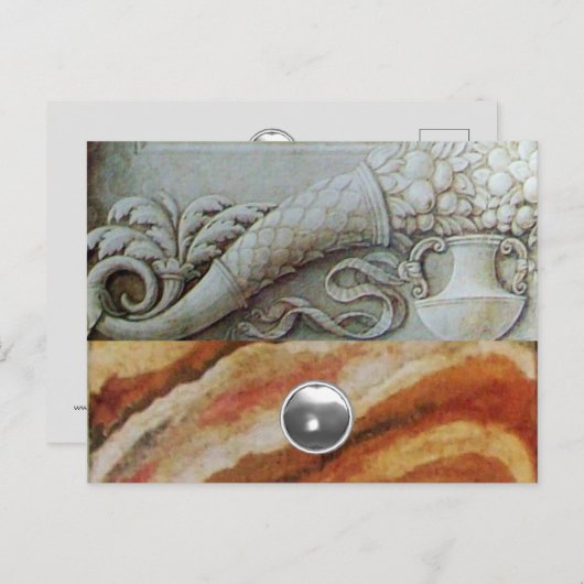 白色宝石を有する灰色の茶色のコルヌコピア シーズンポストカード (正面/裏面)