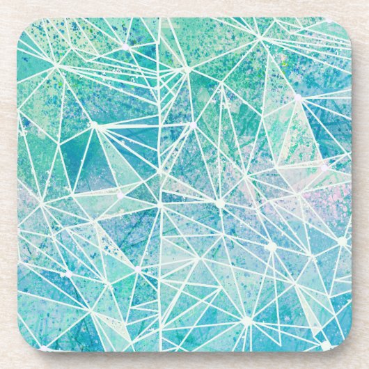 白色幾何学のアクアマリン宇宙 コースター (正面)
