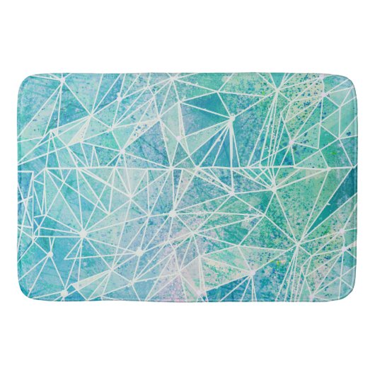 白色幾何学のアクアマリン宇宙 バスマット (正面)