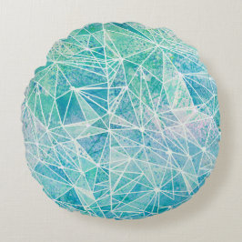 白色幾何学のアクアマリン宇宙 ラウンドクッション