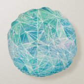 白色幾何学のアクアマリン宇宙 ラウンドクッション (裏面)
