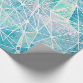 白色幾何学のアクアマリン宇宙 ラッピングペーパー (角)