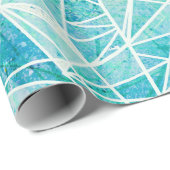 白色幾何学のアクアマリン宇宙 ラッピングペーパー (ロールコーナー)