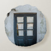 白色建物の青木製ドアパネル ラウンドクッション (裏面)