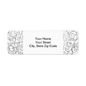 白色彩の鮮やかいラベルの手の黒い曲線パターン ラベル (正面)