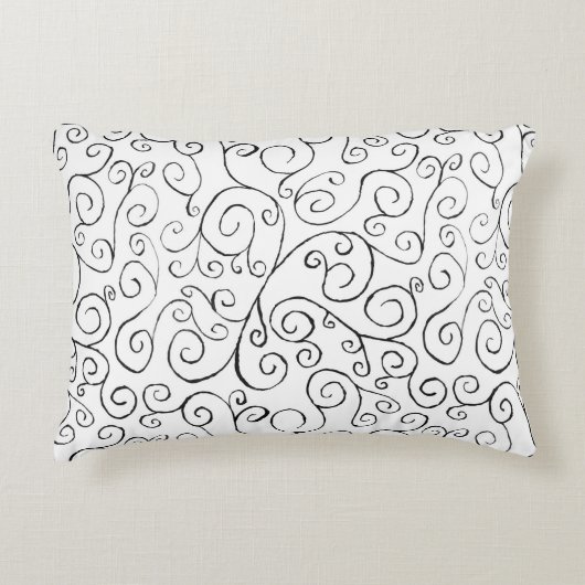 白色彩の鮮やかの手黒曲線パターン アクセントクッション (正面)
