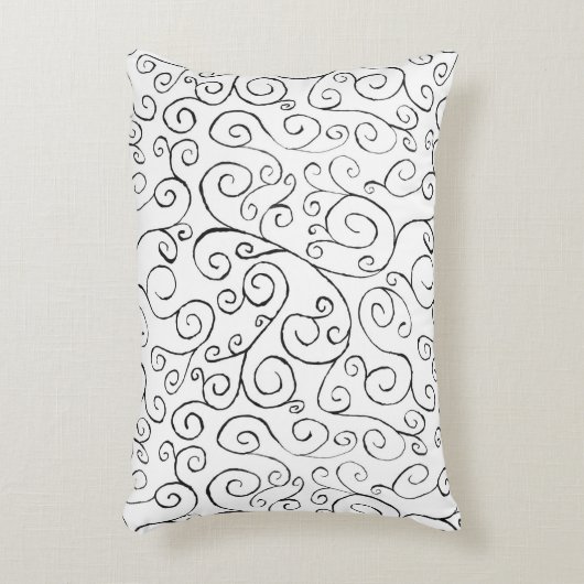 白色彩の鮮やかの手黒曲線パターン アクセントクッション (正面(垂直))