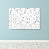 白色彩の鮮やかの手黒曲線パターン キャンバスプリント (インサイチュ (ウッドフロア))