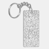 白色彩の鮮やかの手黒曲線パターン キーホルダー (正面左)