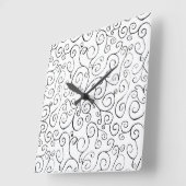 白色彩の鮮やかの手黒曲線パターン スクエア壁時計 (傾斜)