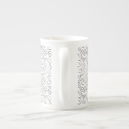 白色彩の鮮やかの手黒曲線パターン ボーンチャイナマグカップ (裏面)