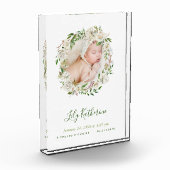 白色彩の鮮やかフローラリースベビー写真誕生統計 フォトブロック (左)