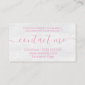 白色彩の鮮やか桃色手作りろうそく大豆ろう 名刺 (裏面)