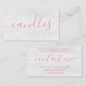 白色彩の鮮やか桃色手作りろうそく大豆ろう 名刺 (正面/裏面)