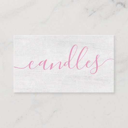 白色彩の鮮やか桃色手作りろうそく大豆ろう 名刺 (正面)