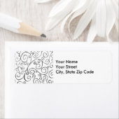 白色彩の鮮やか線の手の黒い曲線住所 シール (インサイチュ)