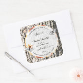 白色木製品ラベルバラ金ゴールド枠蝶 スクエアシール (封筒)