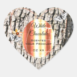 白色木製品ラベルバラ金ゴールド枠蝶 ハートシール