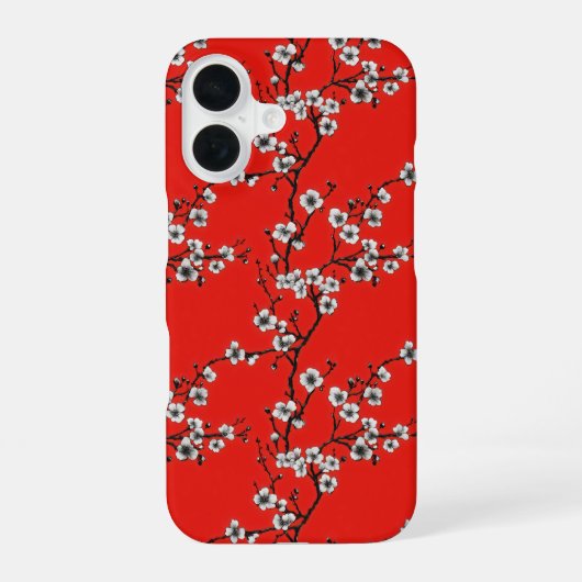 白色桜赤パターン iPhone 16ケース (裏面)