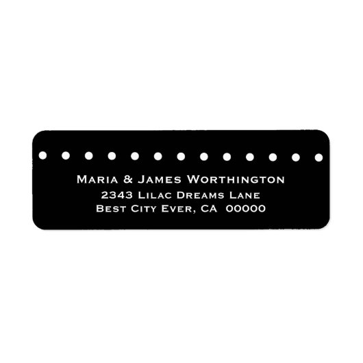 白色水玉模様結婚黒背景V037 ラベル (正面)