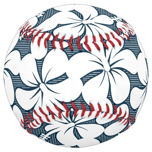 白色熱帯ストライプのフローラ ソフトボール (正面)
