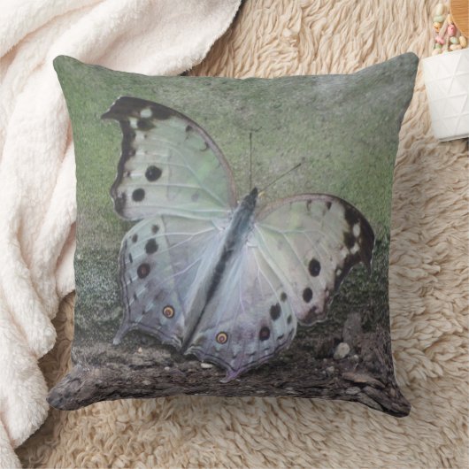 白色熱点々のある帯バタフライ装飾用クッション クッション (ブランケット)