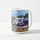 白色燃料タンカーのトラック運転手の飲みマグ コーヒーマグカップ (正面右)